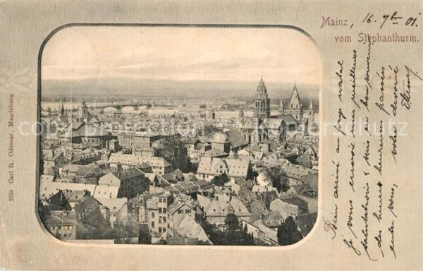 Mainz Rhein Blick vom Stephanturm Panorama