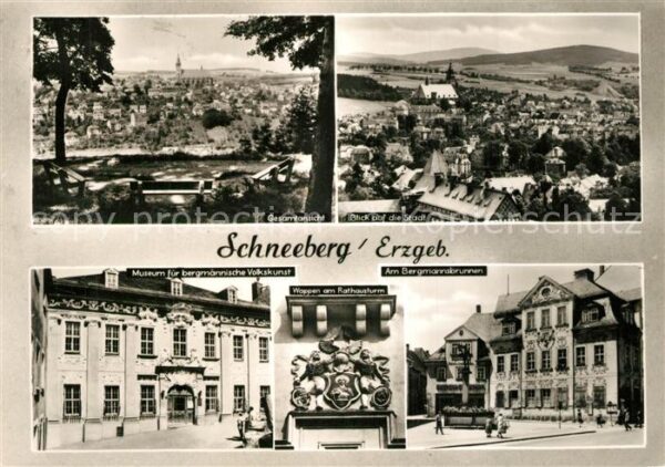 Schneeberg Erzgebirge Panorama Stadtblick Museum Wappen Bergm