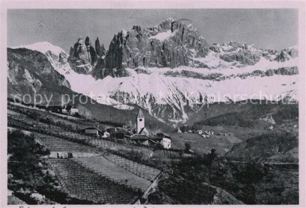 Bozen Suedtirol St Justina mit dem Rosengarten