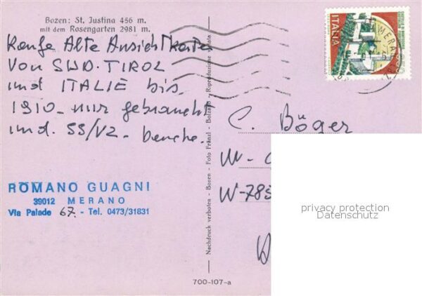 Bozen Suedtirol St Justina mit dem Rosengarten – Bild 2