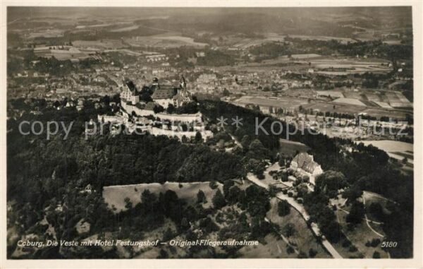 Coburg Veste mit Hotel Festungshof Fliegeraufn
