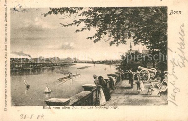 Bonn Rhein Blick vom alten Zoll auf das Siebengebi