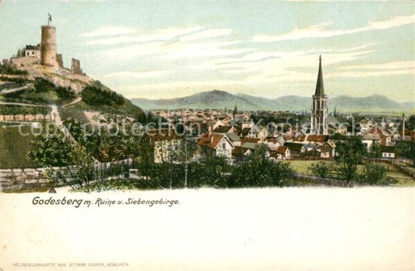 Godesberg Bad mit Ruine und Siebengebirge