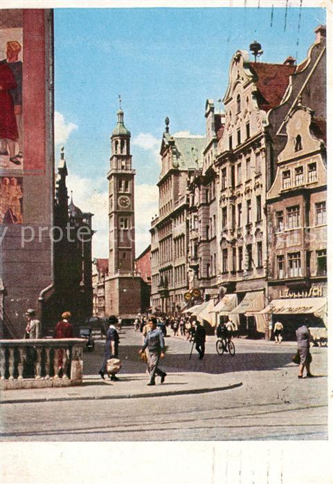 Augsburg Maximilianstrasse mit Rathaus und Perla