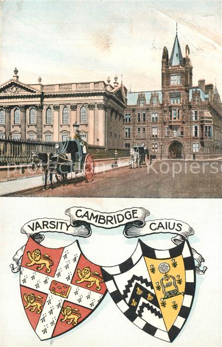 Cambridge Cambridgeshire Gebäude Pferdedroschke Wappen Varsity C