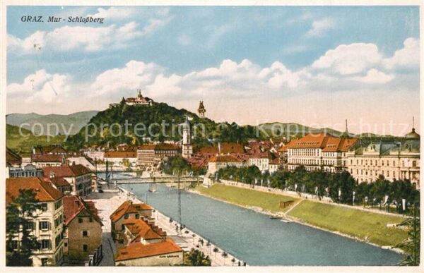 Graz Steiermark Panorama Blick über die Mur zum Schloss