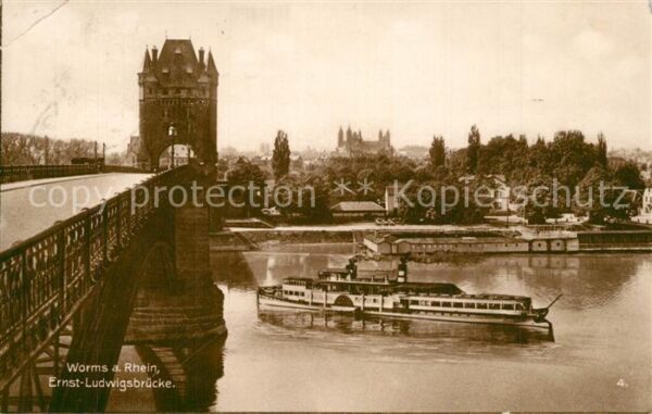 Worms Rhein Ernst Ludwigsbrücke Dampfer Trinks Post