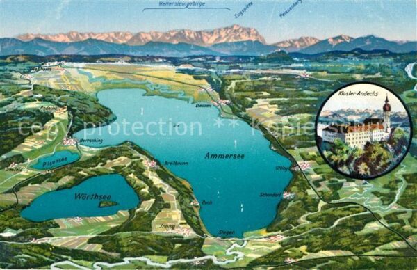 Ammersee und Umgebung mit Kloster Andechs Alpen