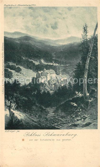 Schwarzburg Thueringer Wald Schloss Schwarzburg von Schabshaide aus