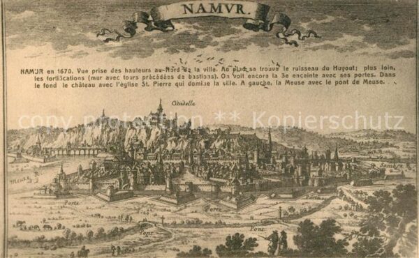 Namur sur Meuse Panorama Gesamtansicht Künstlerkarte
