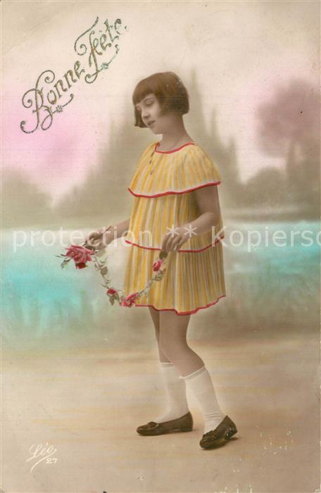 Foto LEO Nr. 27 Bonne Fete M?dchen Rosen
