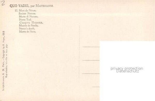 Verlag Noyer (AN Paris) Nr. 276/17 Quo Vadis Mort de Neron D. Mastr – Bild 2