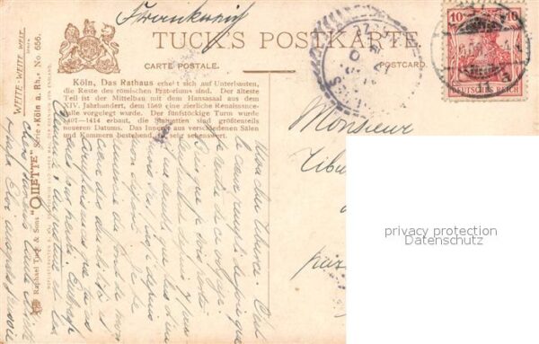 Verlag Tucks Oilette Nr. 656 K?ln Rathaus Charles E. Flower – Bild 2
