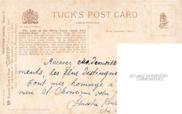 Verlag Tucks Oilette Nr. 7167 Loch of the White Fairy Walter Sev – Bild 2