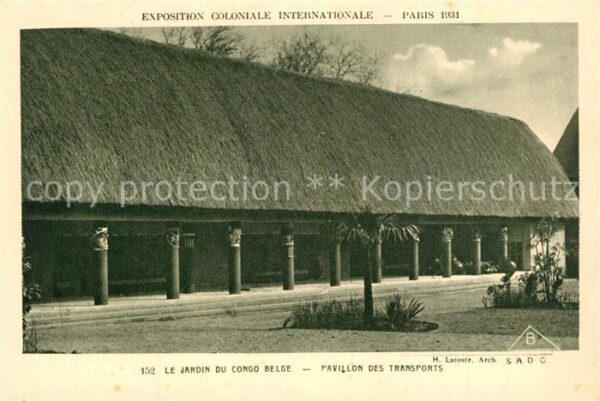 Exposition Coloniale Internationale Pari Jardin du Congo Belge Pavillon des Tran
