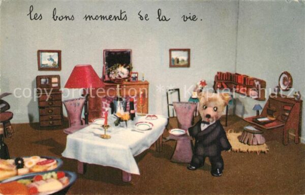 Teddy Teddyb?r Teddy-bear Dinner Champagner