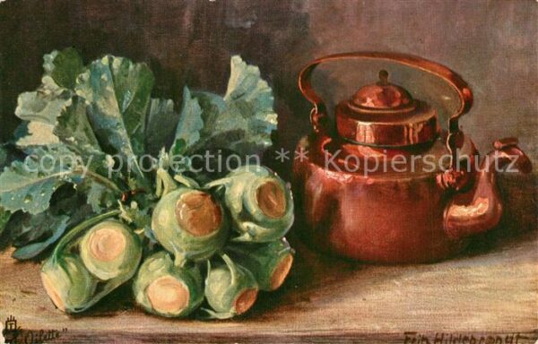 Verlag Tucks Oilette Nr. 848 Fritz Hildebrandt Stillleben Kohlra