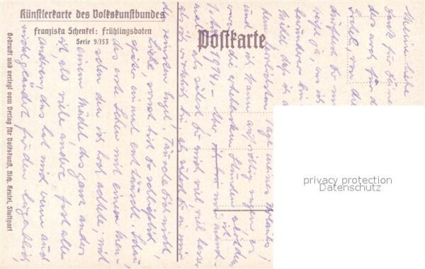 Schenkel F. Fr?hlingsboten K?nstlerkarte des Volksk – Bild 2