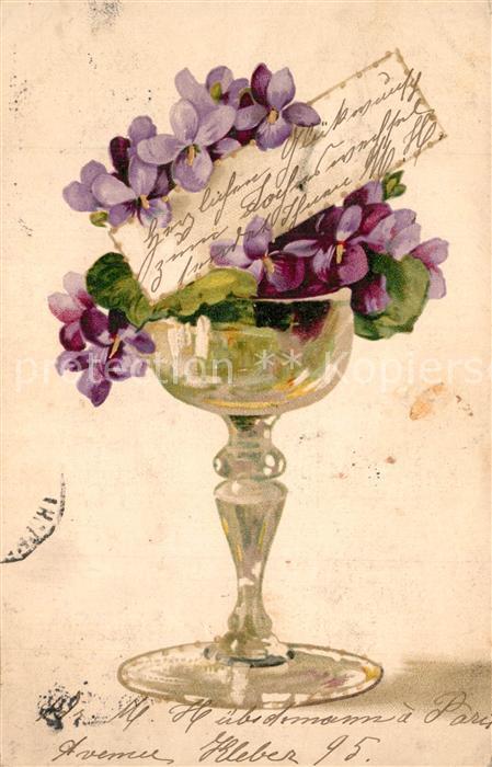 Blumen Veilchen Glas Litho