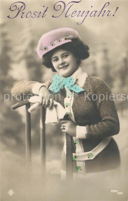 Foto ?PG Nr. 2299/300 Frau Hut Neujahr