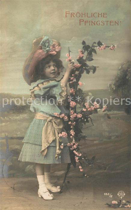 Foto DLG Nr. 165/2 Pfingsten Kind Hut Blumen