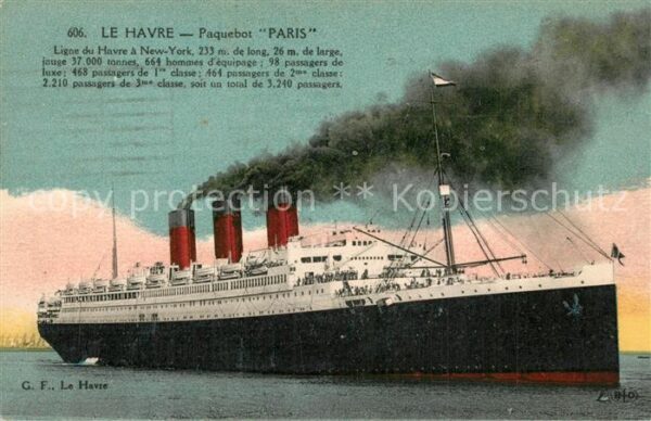 Dampfer Oceanliner Paquebot Paris Le Havre