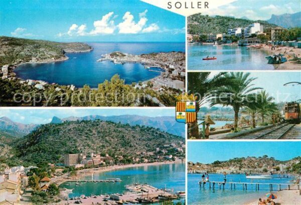 Soller Mallorca Küstenpanorama Bucht Hafen Strand Eisen