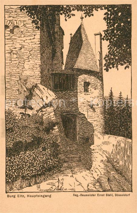Burg Eltz Haupteingang Zeichnung Ernst Stahl