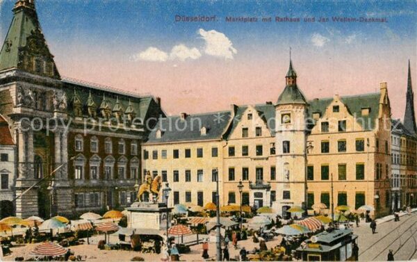 Duesseldorf Marktplatz Rathaus Jan Wellem-Denkmal