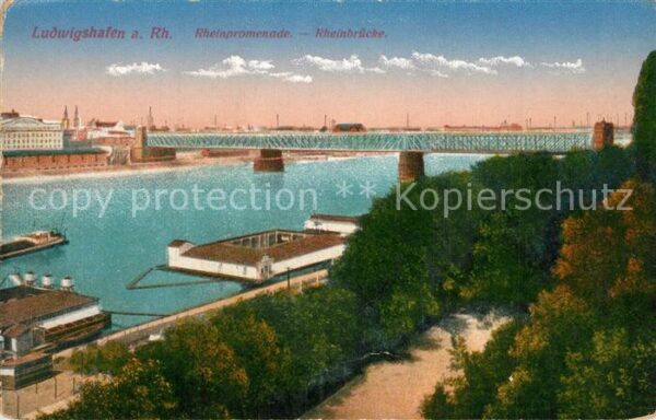 Ludwigshafen Rhein Rheinpromenade Rheinbr?cke
