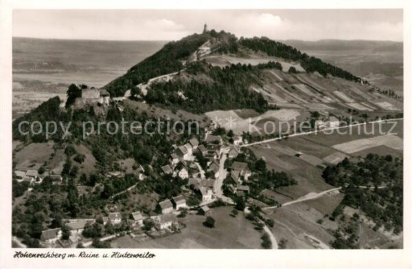 Hohenrechberg Fliegeraufnahme mit Ruine und Hinterwei