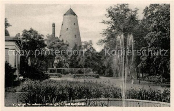 Bad Salzelmen Rosengarten mit Bohrturm