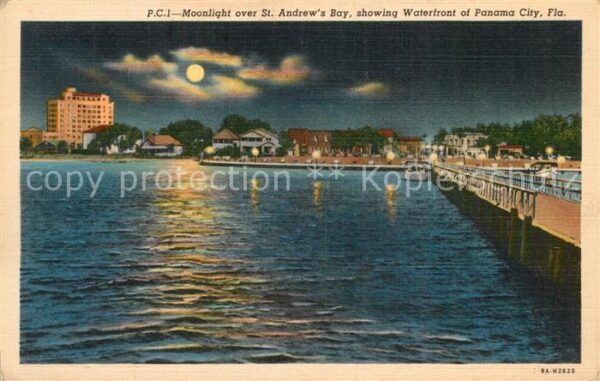 Panama City Florida Moonlight over St Andrew's Bay Waterfro