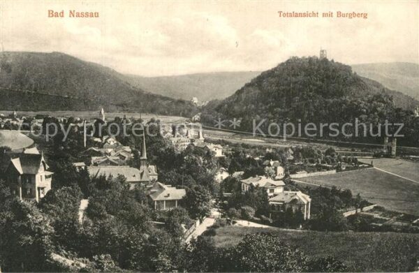 Bad Nassau Totalansicht mit Burgberg