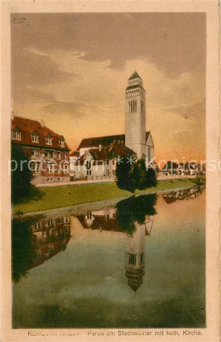 Kehl Rhein Partie am Stadtweiher mit katholischer