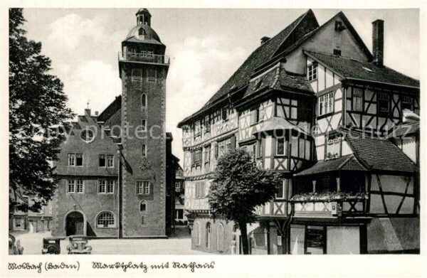 Mosbach Baden Marktplatz mit Rathaus Altstadt Fachwer