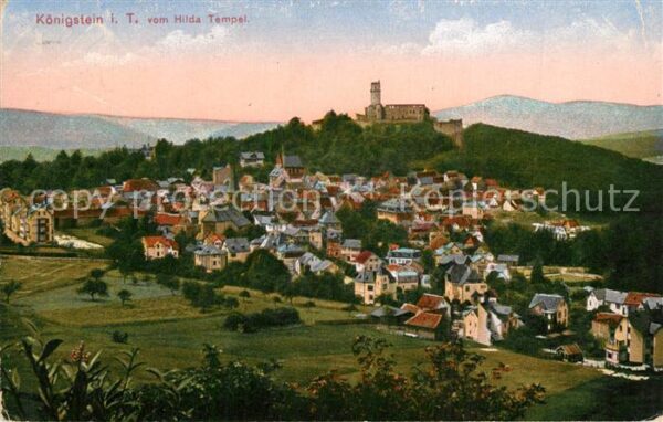 Koenigstein Taunus Panorama Blick vom Hildatempel Burgruin