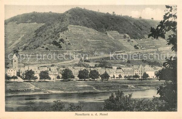 Moselkern Blick über die Mosel zum Ort