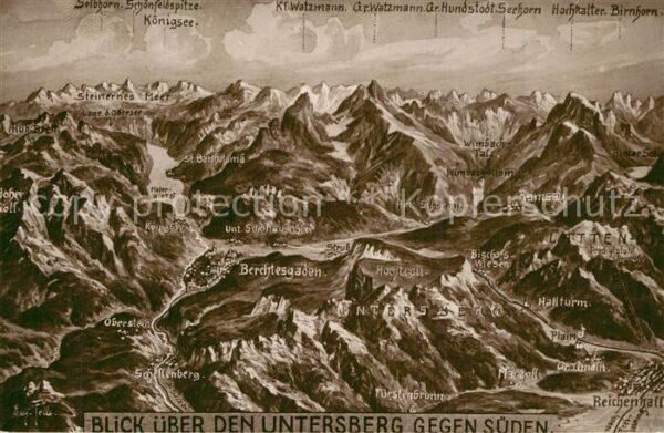 Berchtesgaden Blick über den Untersberg gegen Süden P