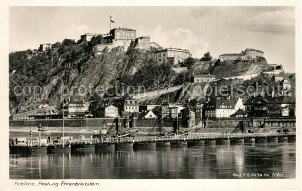 Koblenz Rhein Schiffbrücke Festung Ehrenbreitstein