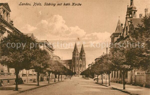 Landau Pfalz Südring mit katholischer Kirche