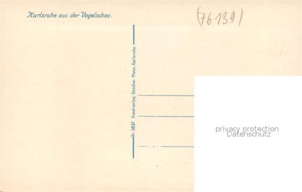 Karlsruhe Baden aus der Vogelschau Künstlerkarte – Bild 2