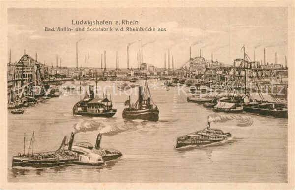Ludwigshafen Rhein BASF von der Rheinbrücke aus gesehen Da