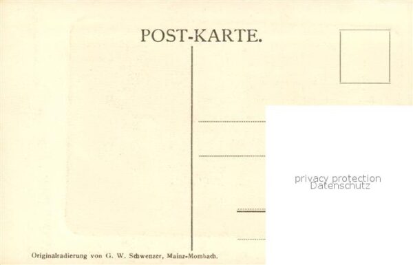 Mainz Rhein Holzturm Originalradierung von G. W. Sc – Bild 2