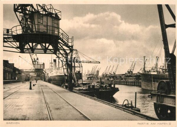 Bremen Partie am Hafen II Schiffe Dampfer Kupf