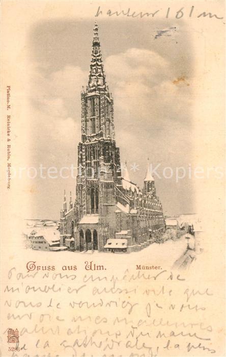 Ulm Donau Münster Kirche im Winter Deutsche Reich