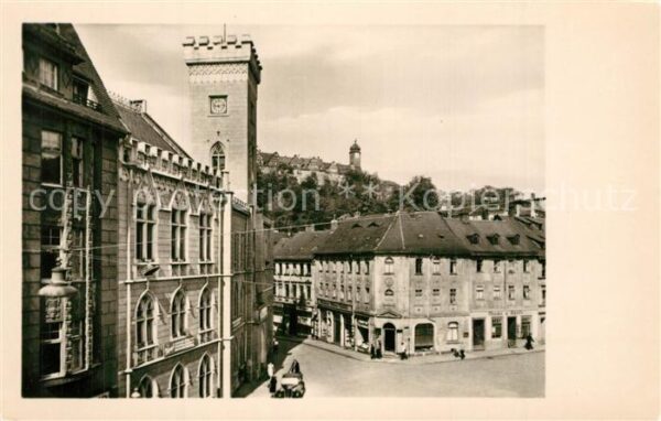 Greiz Thueringen Rathaus mit Oberem Schloss Landesarchiv