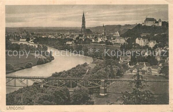 Landshut Isar Stadtpanorama mit Blick über die Isar