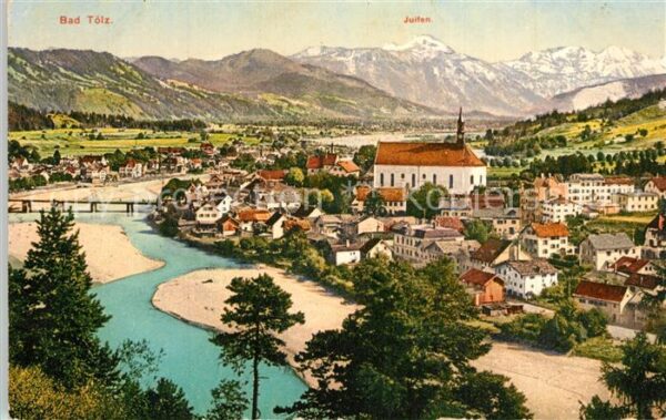 Bad Toelz Gesamtansicht mit Blick zum Juifen Alpe