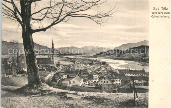 Bad Toelz Panorama Blick vom Weg zum Calvarienber